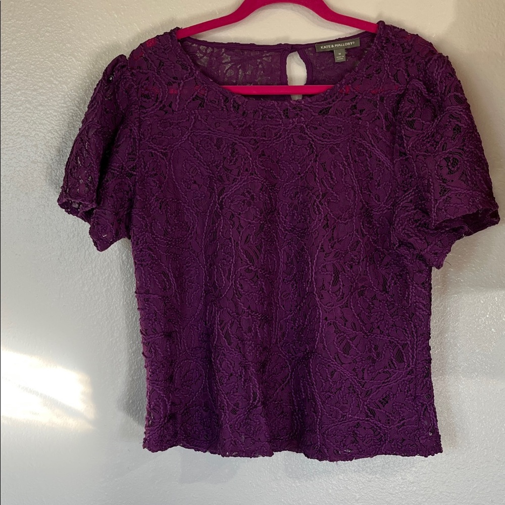 Kate & Mallory deep purple lace top